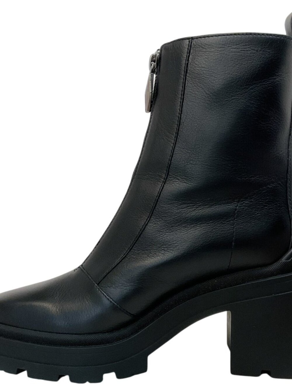 Jimmy Choo Black Smooth Leather Eugenie 80 Zip Front Booties - Picture 3 of 8